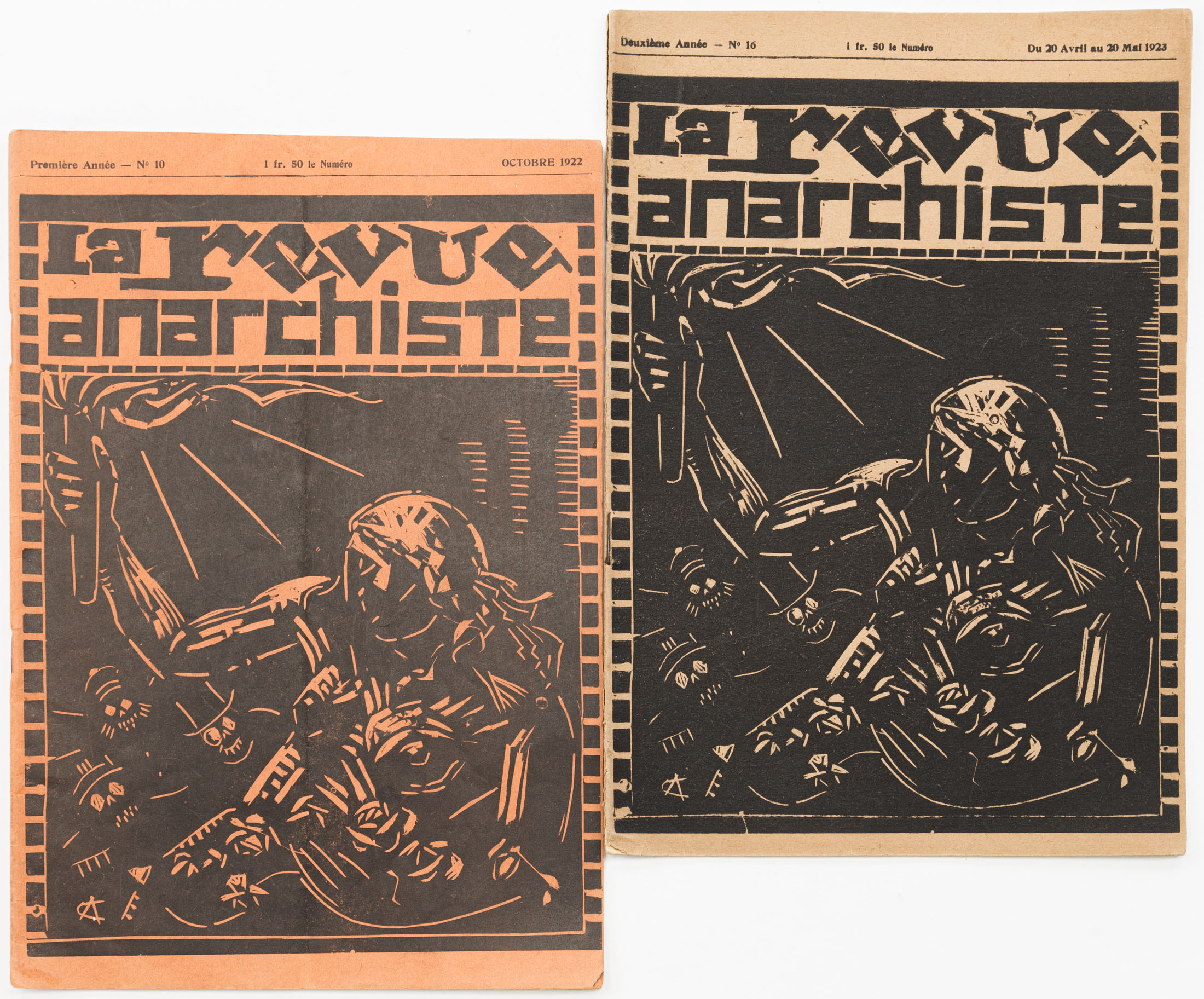 Подборка из двух номеров журнала «La revue anarchiste»: №10 (октябрь 1922) и №16 (20 апреля — 20 мая 1923). На франц. яз.