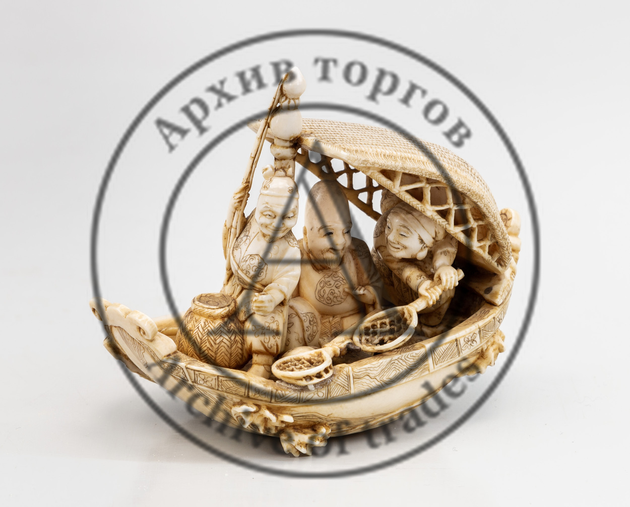 Окимоно «Лодочка с рыбаками»