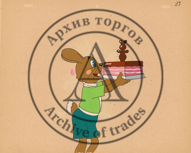Заяц с тортом. Фаза из мультфильма «Ну, погоди!»