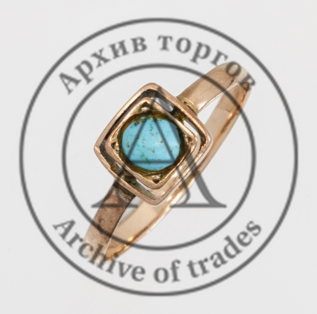 Кольцо с единичной бирюзой