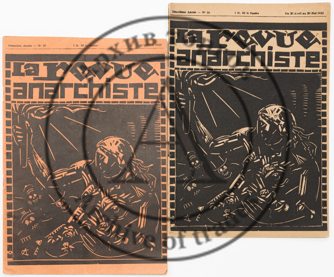 Подборка из двух номеров журнала «La revue anarchiste»: №10 (октябрь 1922) и №16 (20 апреля — 20 мая 1923). На франц. яз.