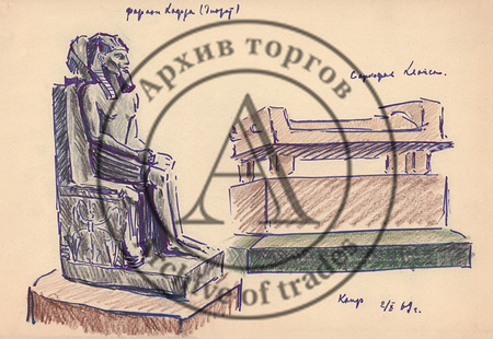Два рисунка «Статуя фараона» и «Музыканты»