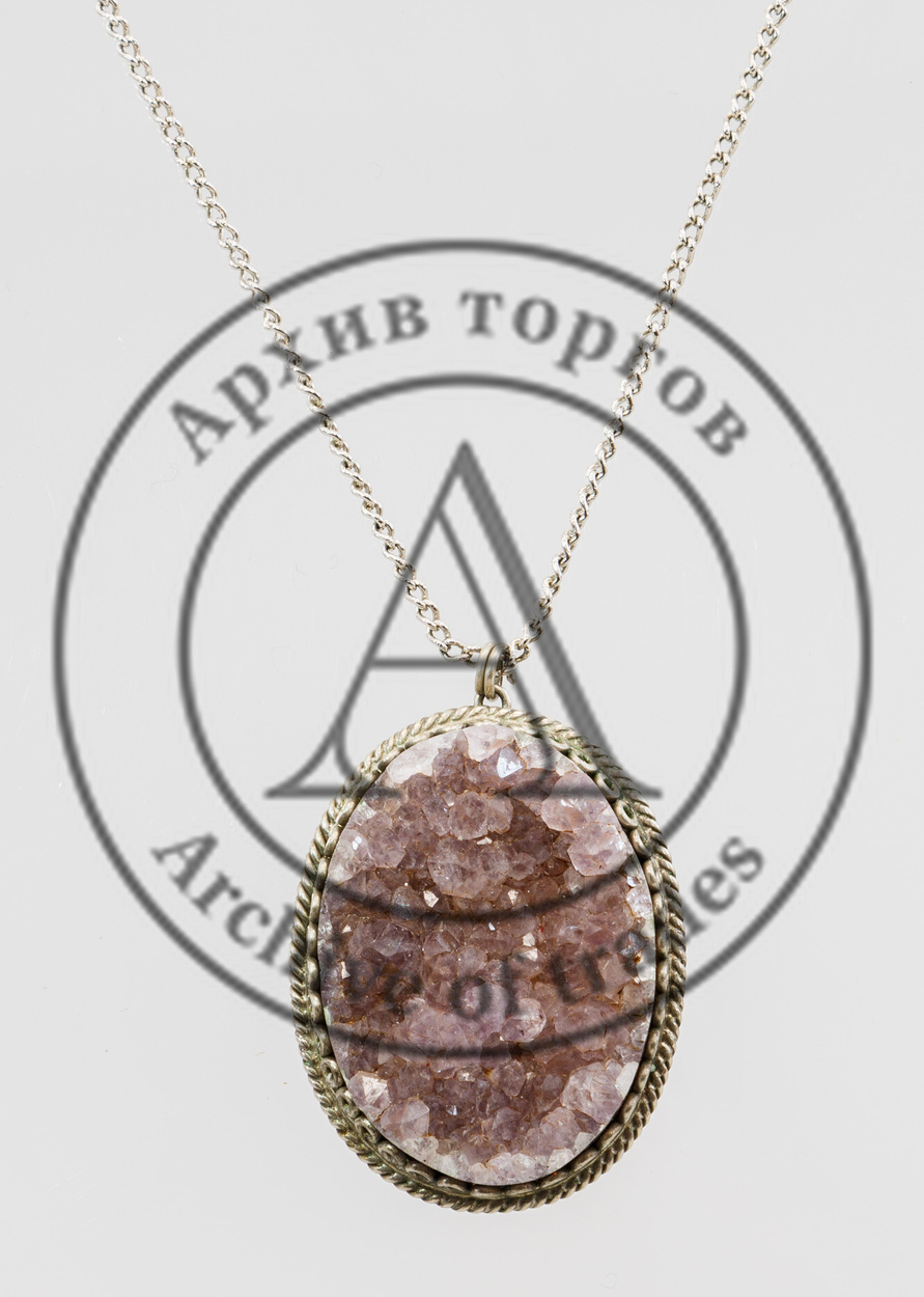 Сет из кулона и кольца с аметистовыми щетками