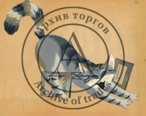 Кошка в домике. Фаза из мультфильма «Дождливая история»