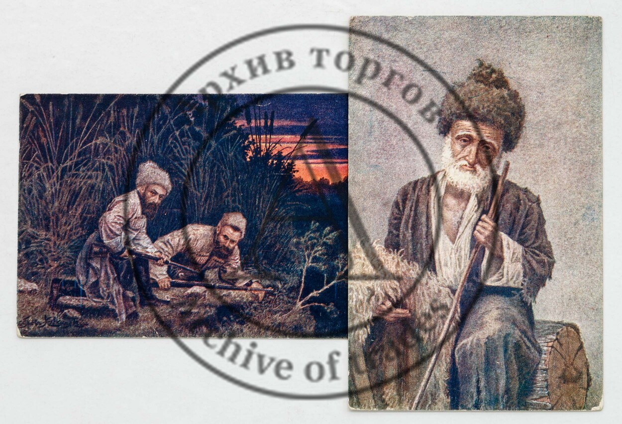 Сет из двух открыток с репродукциями картин худ. Л. Дмитриева-Кавказского.