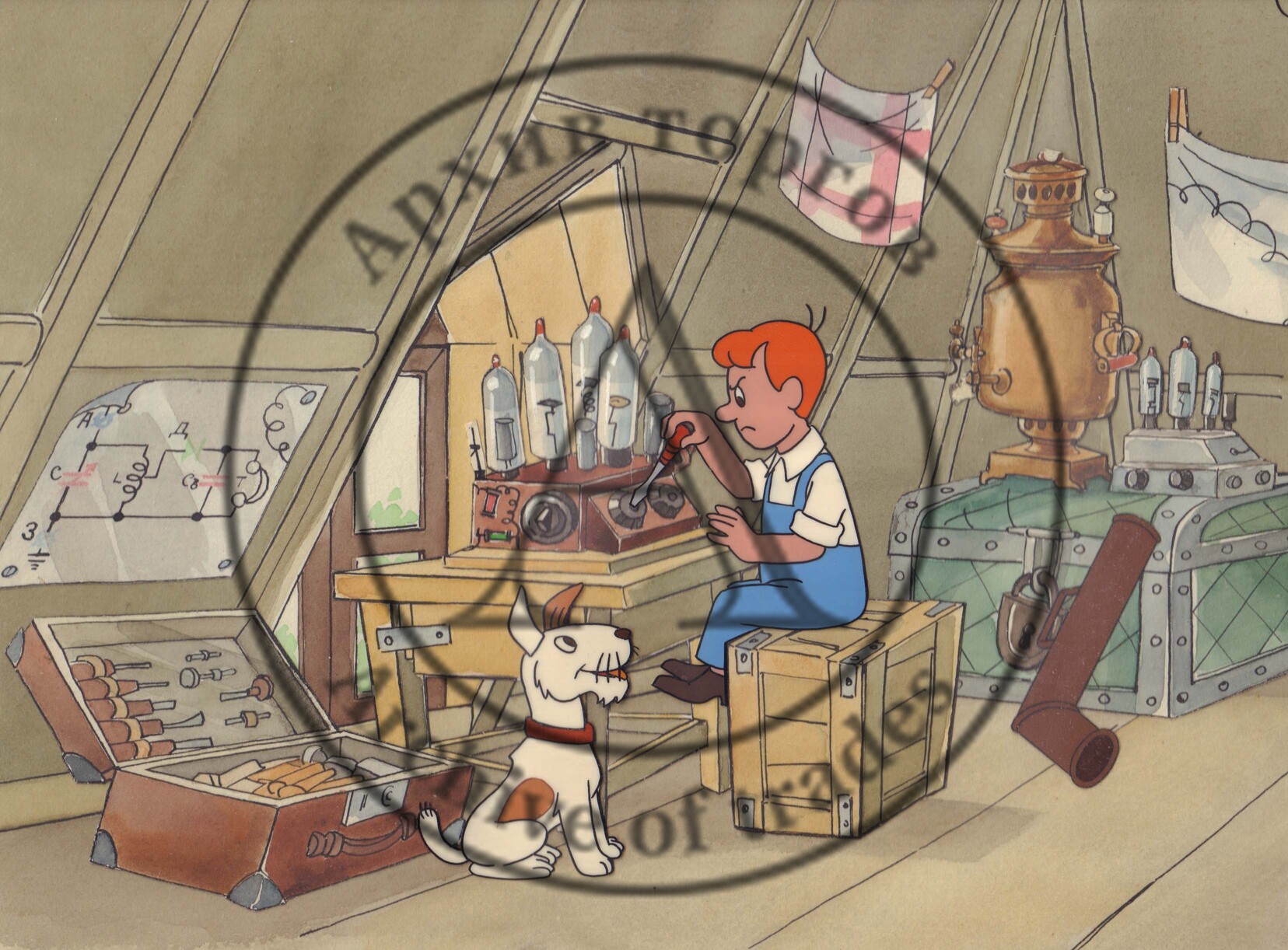 Мастерская. Фаза движения к мультфильму «Алло! Вас слышу!» с авторским фоном