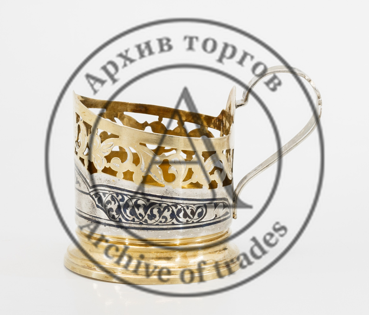 Подстаканник с черневым растительным декором