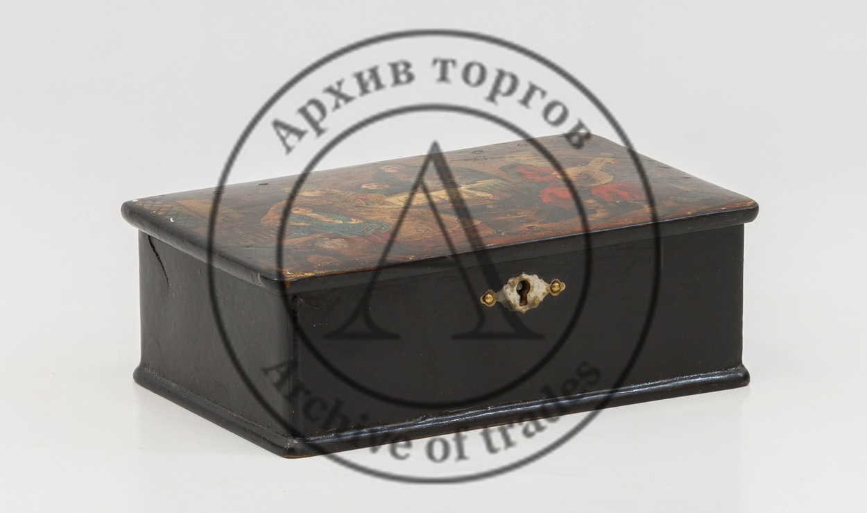 Коробка из-под чая в русском стиле, с изображением сюжета из боярской жизни
