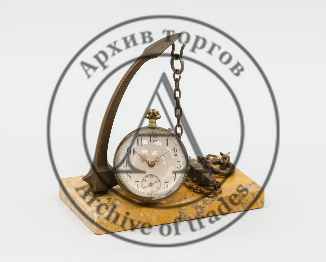 Крупные часы пресс-папье «Шар/сфера» с подчасником «Якорь»