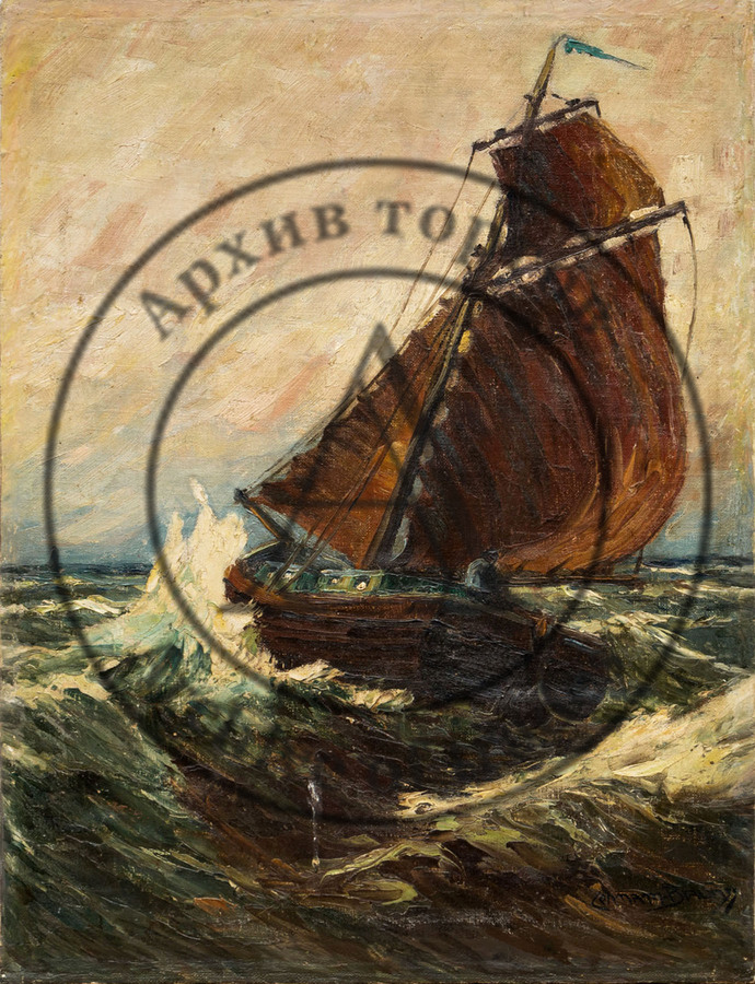 Парусник в бушующем море